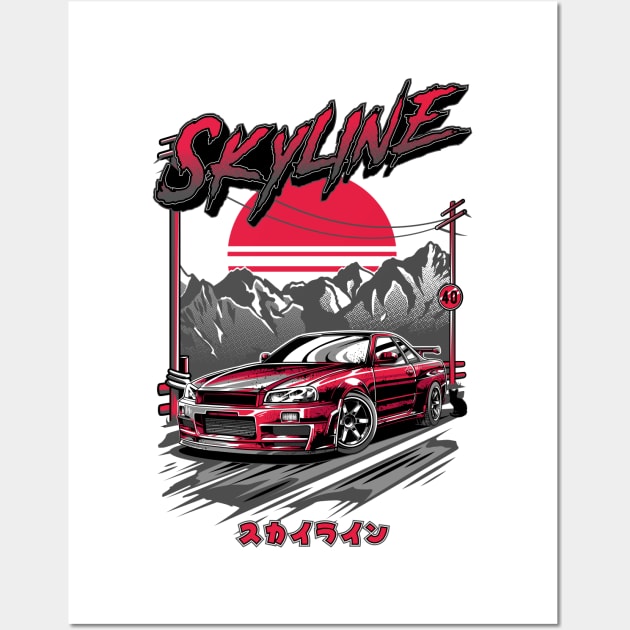 Nissan Skyline GTR 34 Wall Art by JDM Boyz